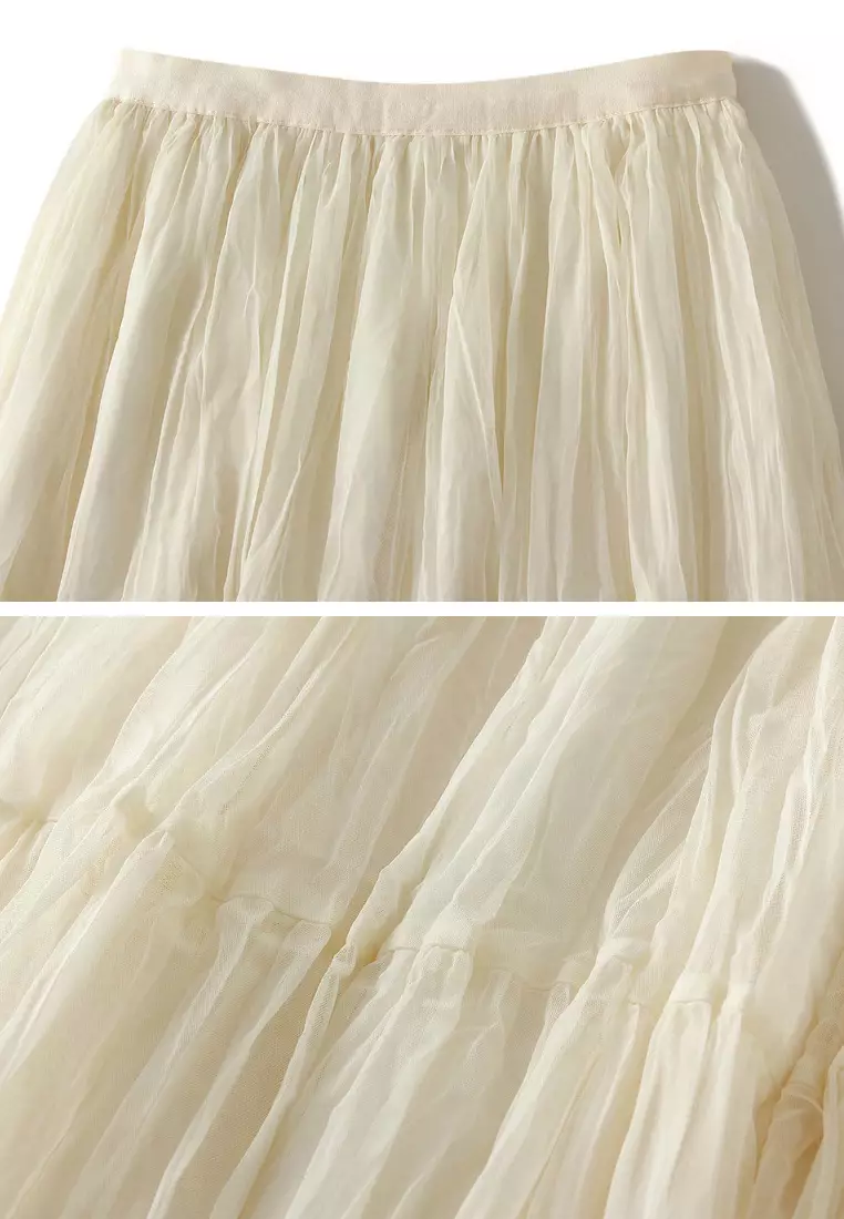 高腰褶皺網紗裙 AF0915