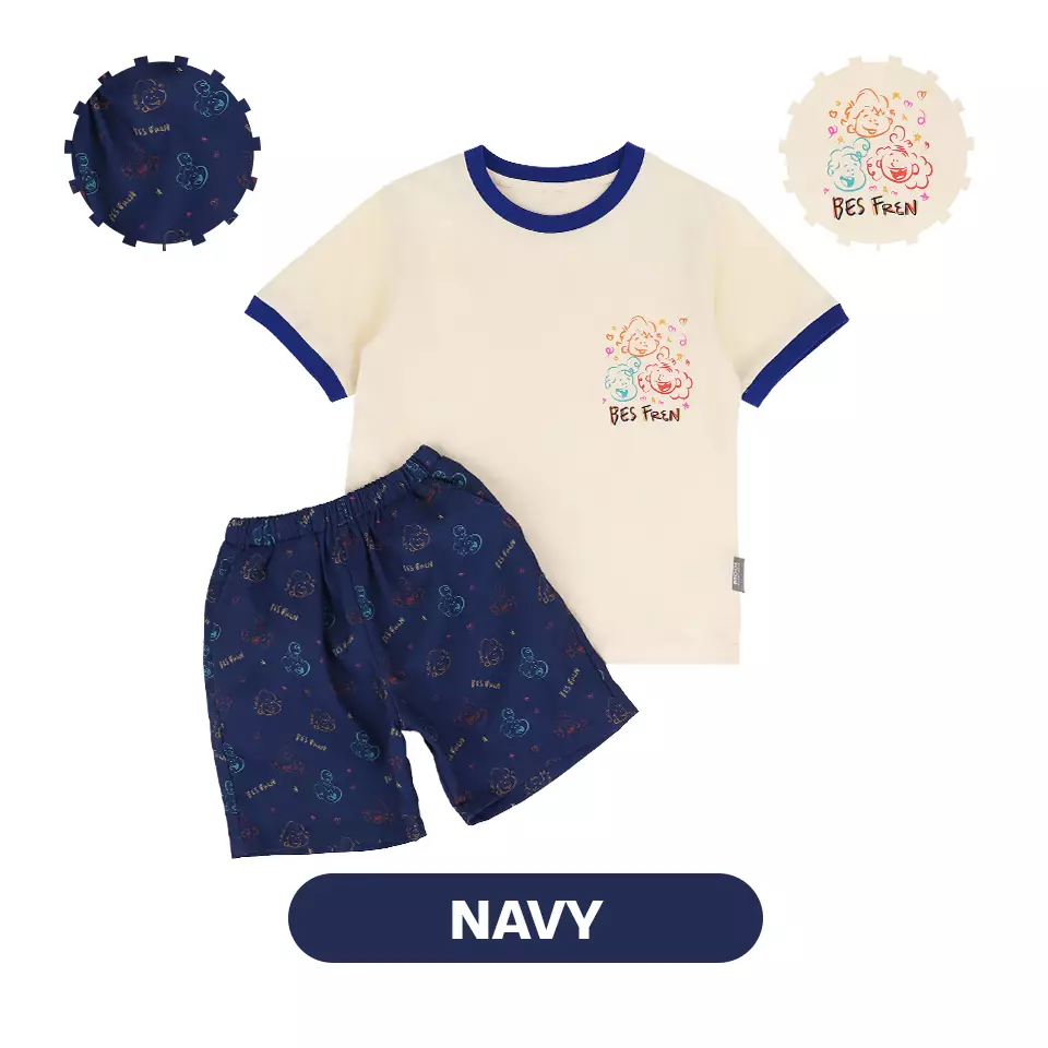 Mooi x Jumbo Setelan Anak Vintage Set - Navy