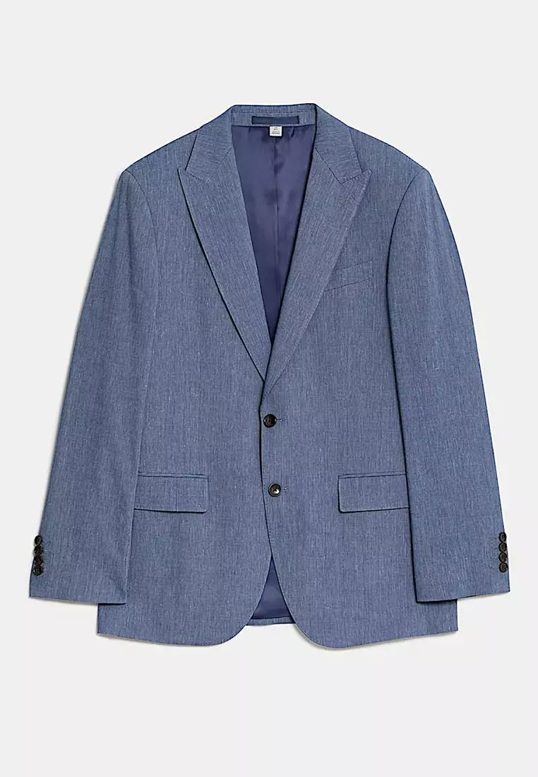 Tailored Fit Linen Rich Suit Jacket