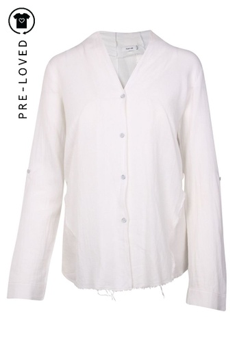 Buy Helmut Lang Pre Loved Helmut Lang Torn Transparent White Shirt