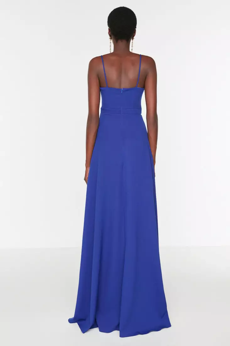 Slit Decollete Evening Dress