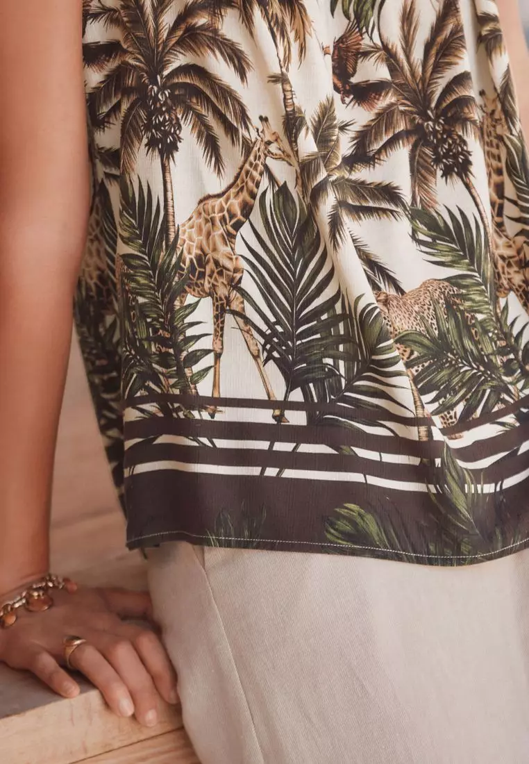 Tassel Strappy Cami With Linen