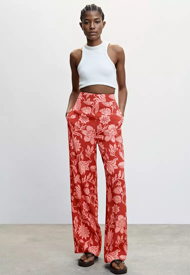 Mango floral pants best sale