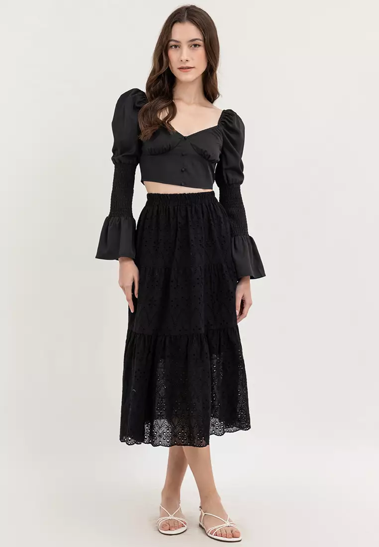 Ella Eyelet Long Skirt