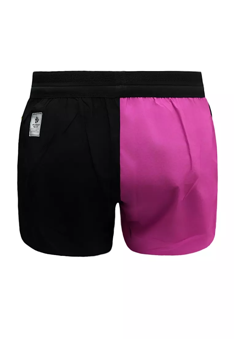 青綠拼色男女同款田徑短褲(三角內膽)