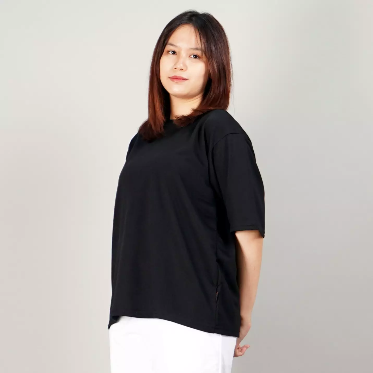 GEORGIE Baju Wanita Kaos Wanita Polos Lengan Pendek T-Shirt Wanita - HITAM