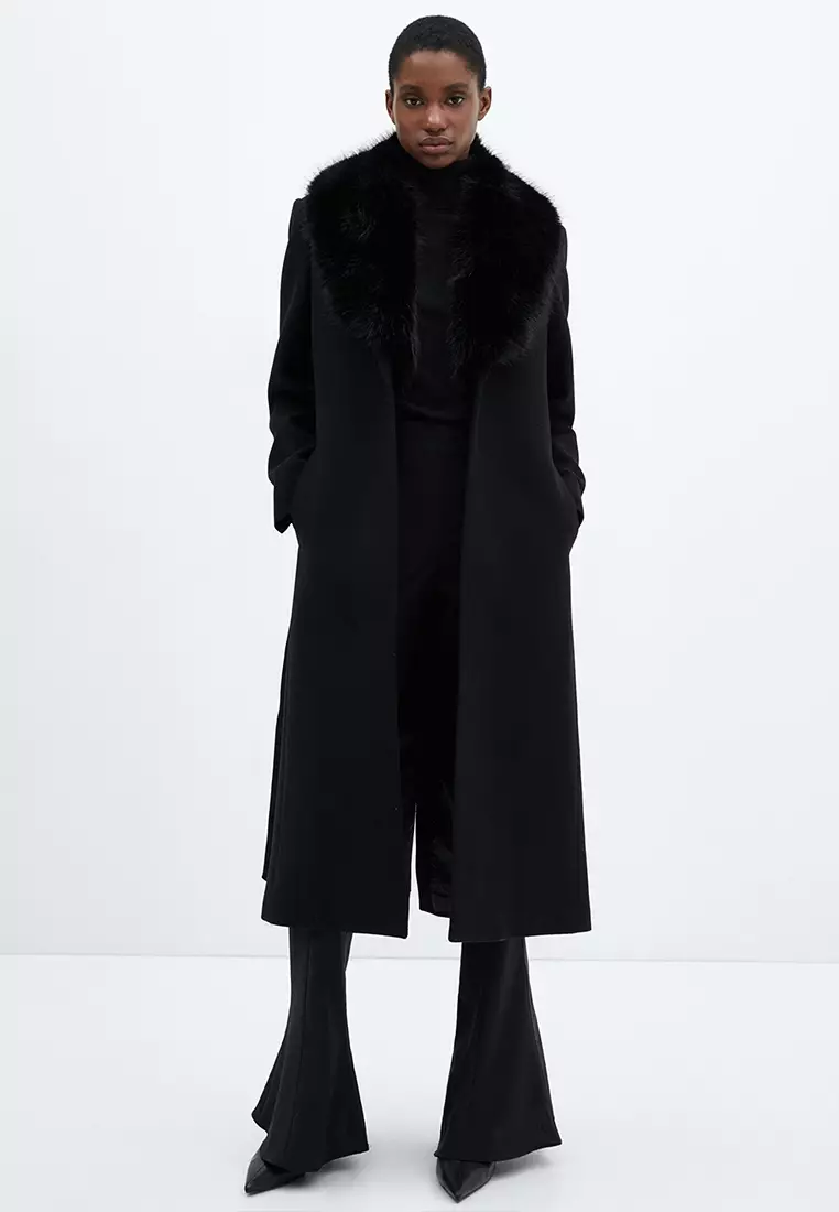 Fur lined wool coat hot sale