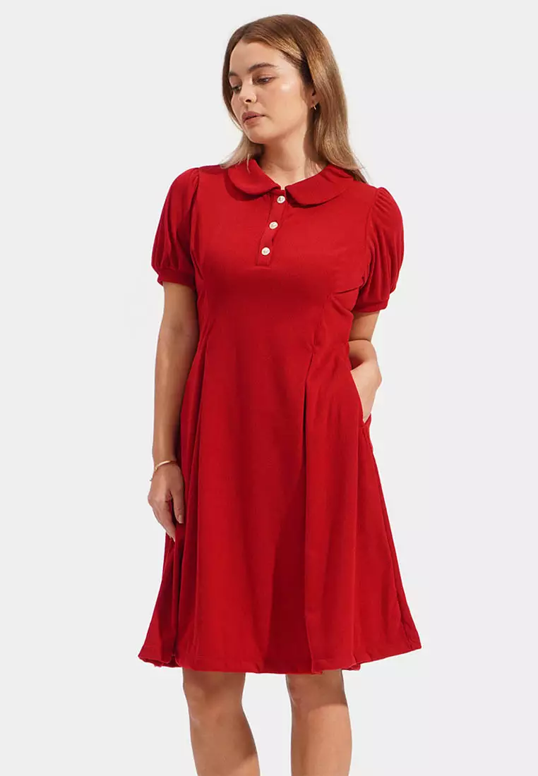 Red peter pan collar dress sales
