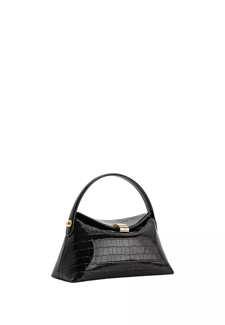 Talia Top Handle Bag - Black Croc