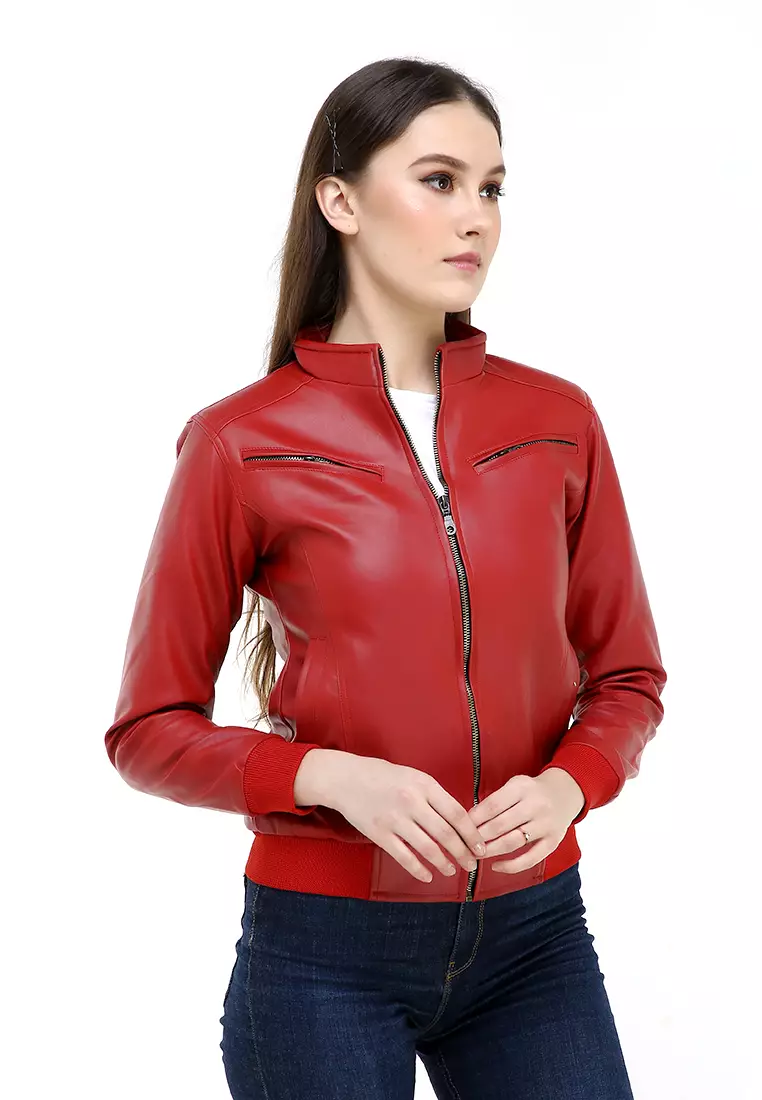 Hardwin Jaket Wanita Casual Longsleeve Outer Material Leather Kulit ORIGINAL
