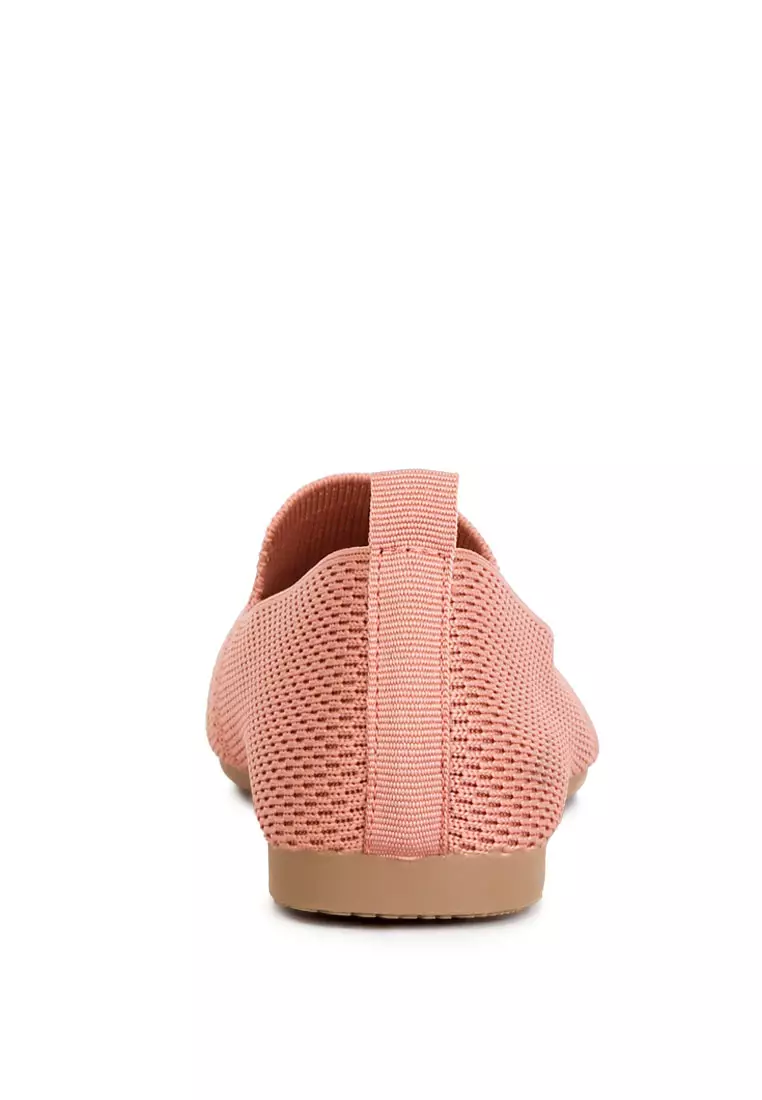 Knit Textile Solid Flats in Pink