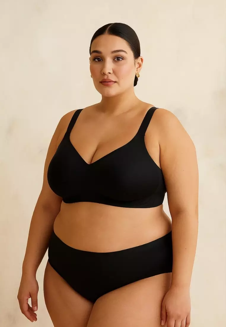 2 Pack Premium Melinda Seamless Wireless Padded Support Bra in Grey and Black
