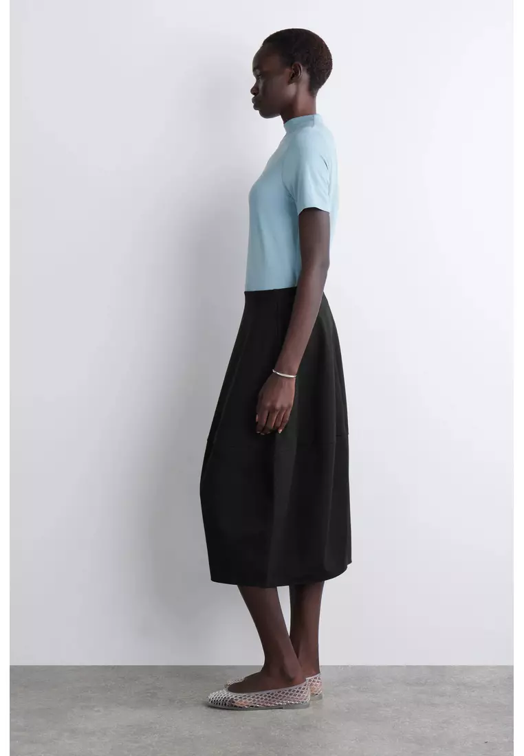 ROUNDED COTTON MIDI SKIRT