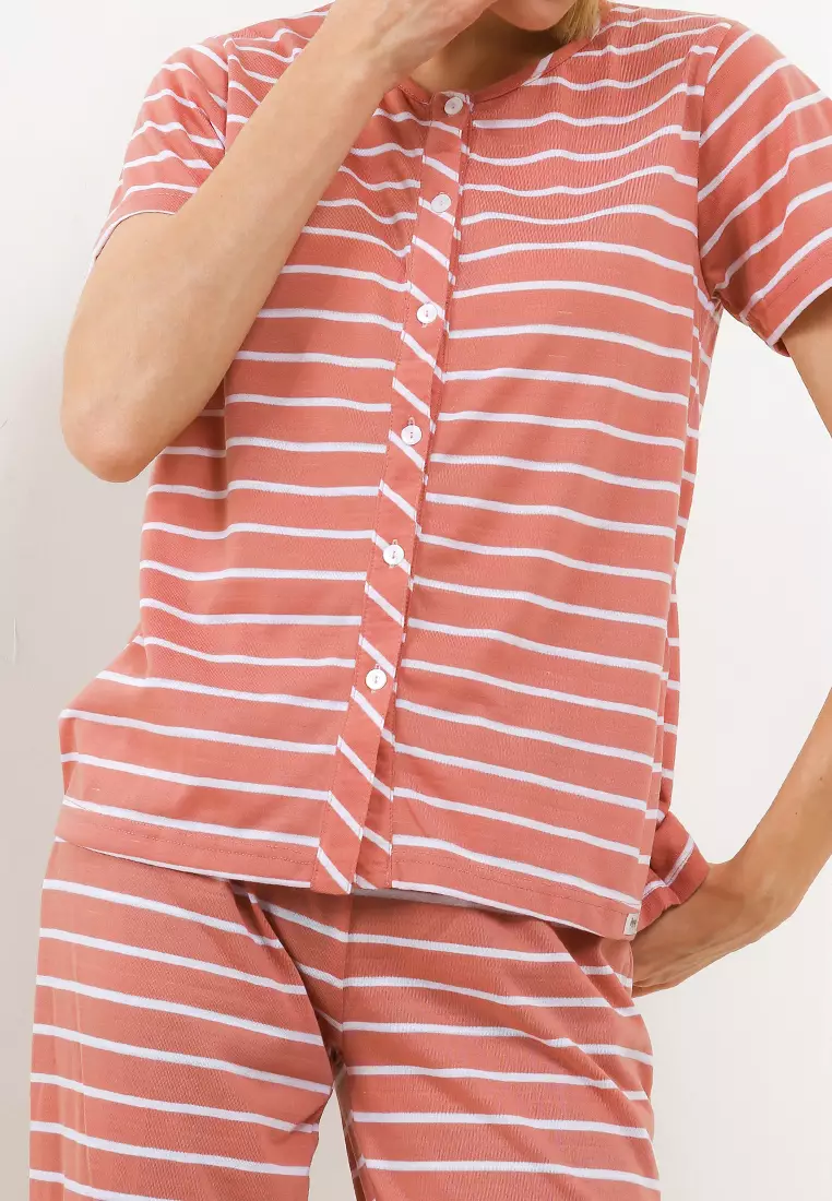 Pyjama Baju Tidur Short Sleeve Long Pants Sleepwear