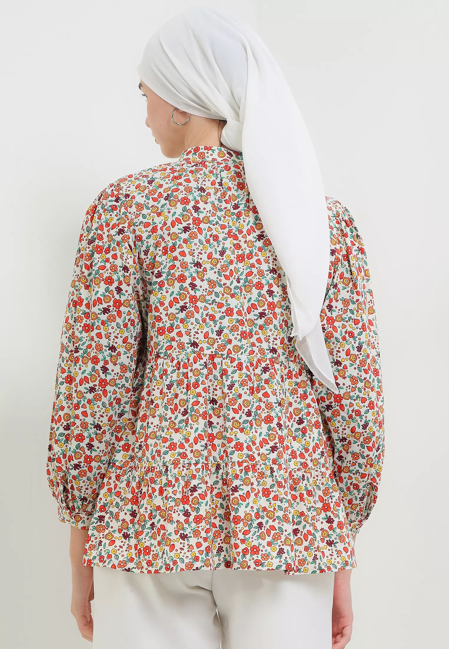 MFMW Bayuni Atasan Blouse Orange Motif Bunga