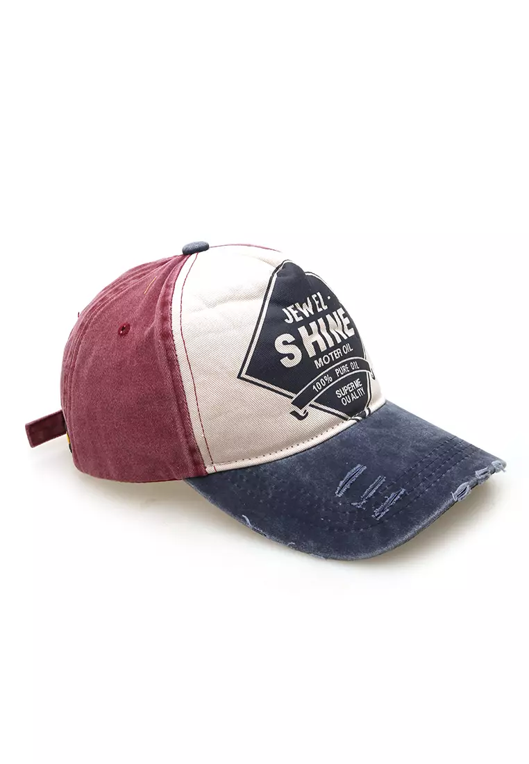 Jahari Topi Baseball Pria Wanita Vintage Design Resizable Strap Casual Cap Material Cotton ORIGINAL - Maroon Navy