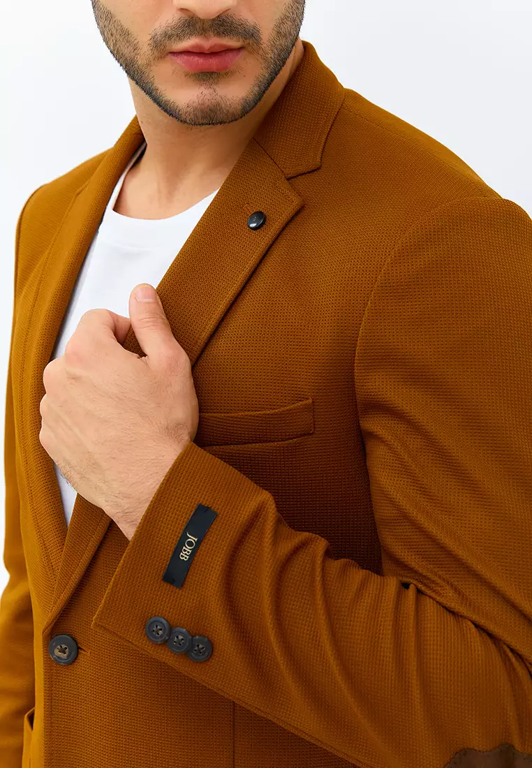 Jobb Hofland-T2 Jas Pria Slim Fit Mustard