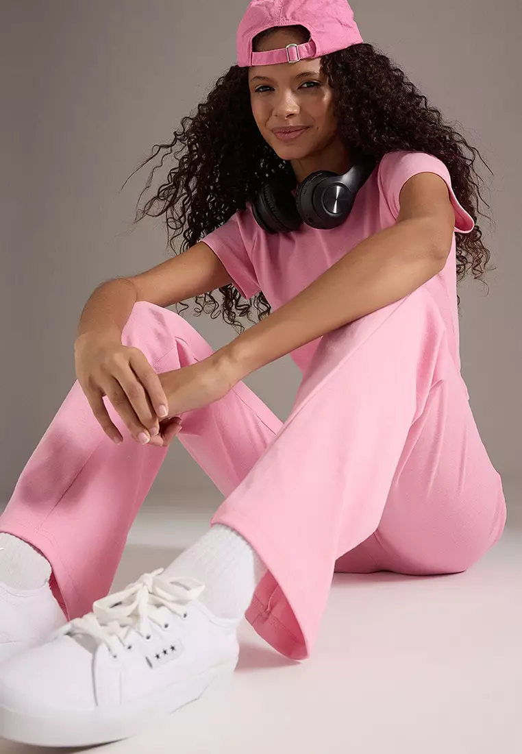 Pink Fitted/Fits Body Flexible Knitted Bottom-Top Set TWOSS25AU00053