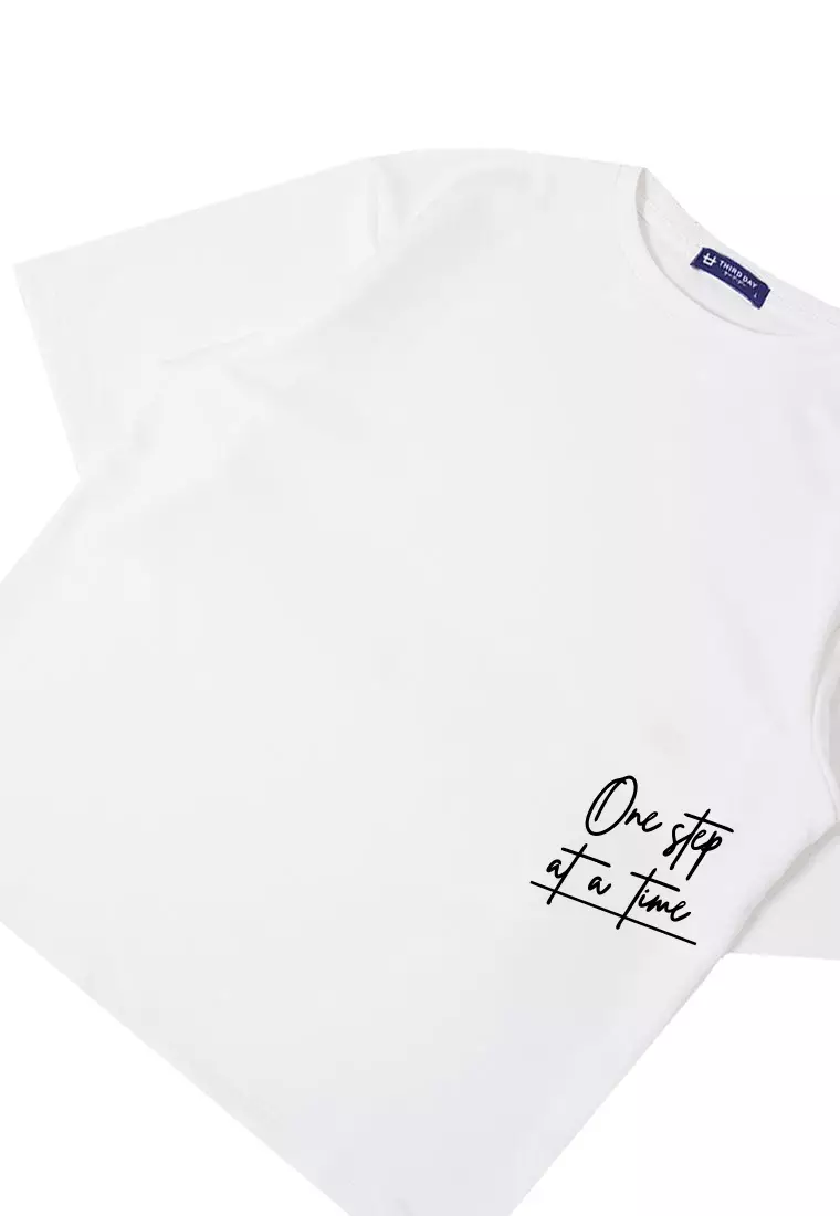 MTW05 kaos oversize keren scubalux "one step at a time" putih