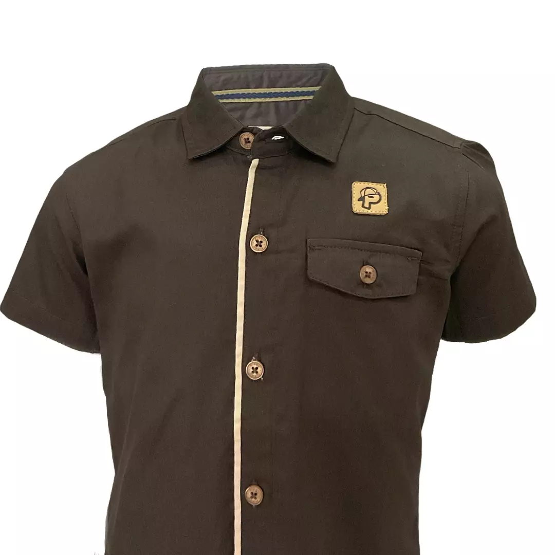 Pingu Kemeja Anak Laki Laki Polos Pendek Cokelat 92205930