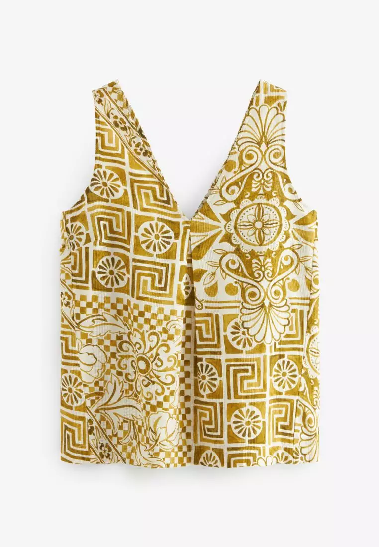 Linen Blend V-Neck Top