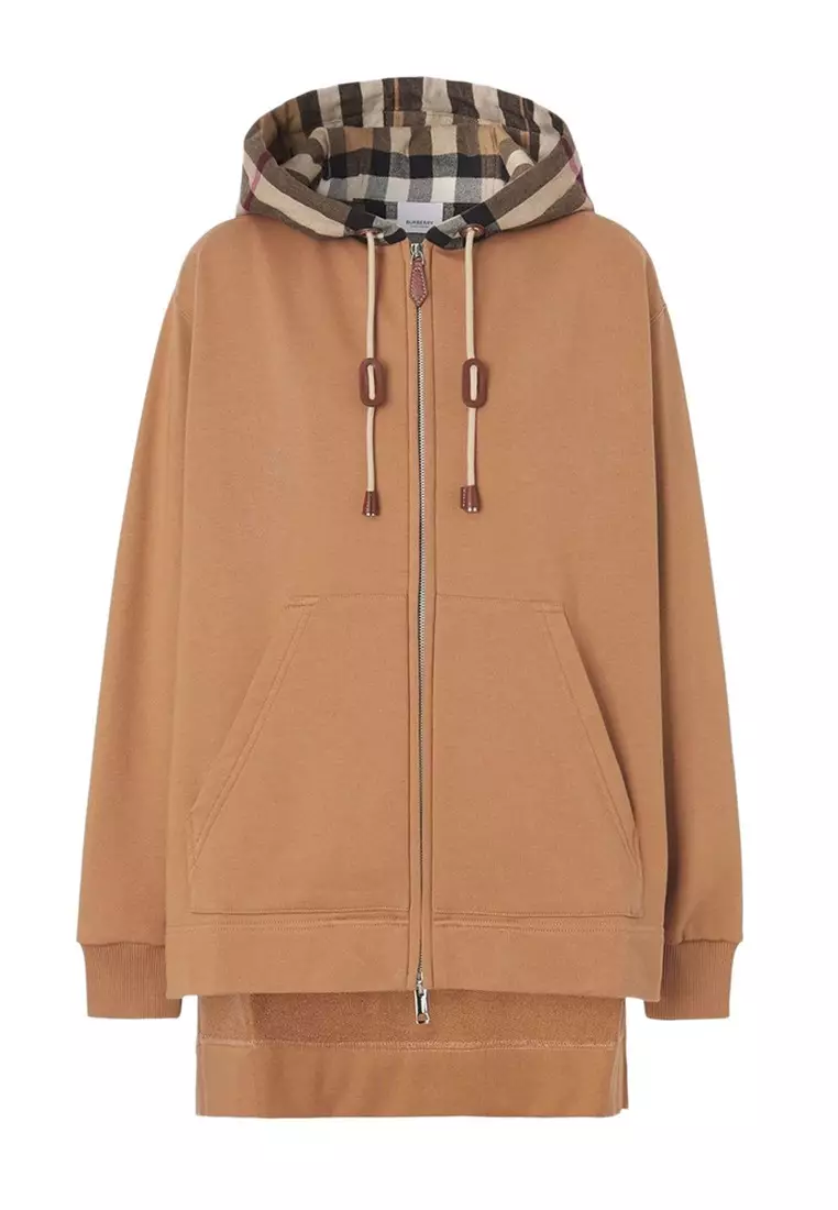Buy BURBERRY Burberry Check Panel Hoodie in Brown 2024 Online