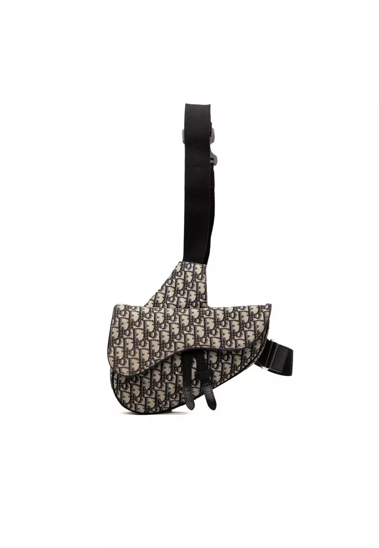 Pre-Loved Dior Oblique Canvas Saddle Crossbody