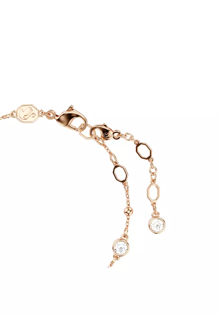 Imber bracelet, Round cut, White, Rose gold-tone plated