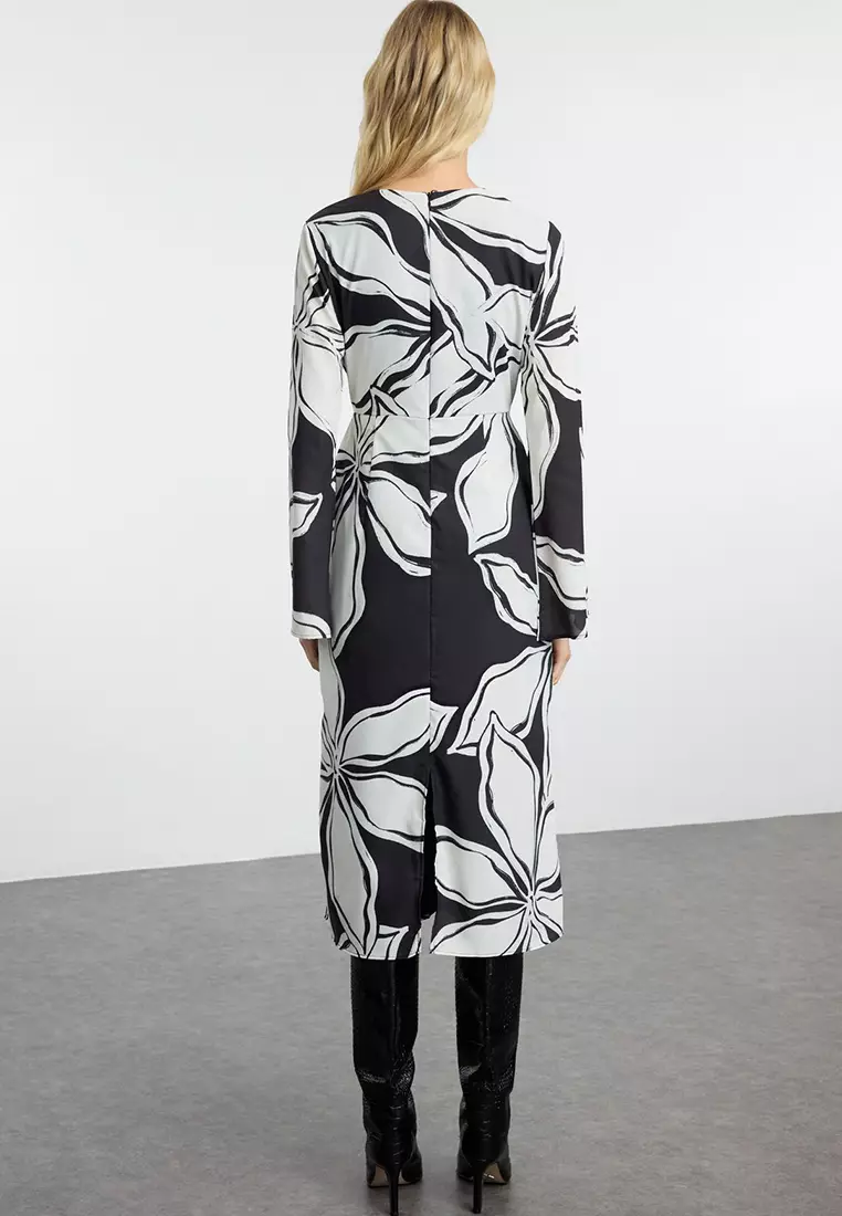 V-Neck Floral Midi Dress