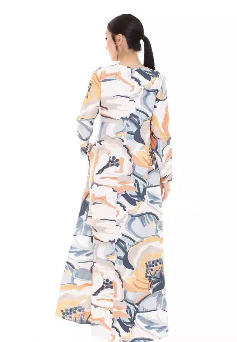 Felicia Printed Dress Nursing Friendly in Orange White