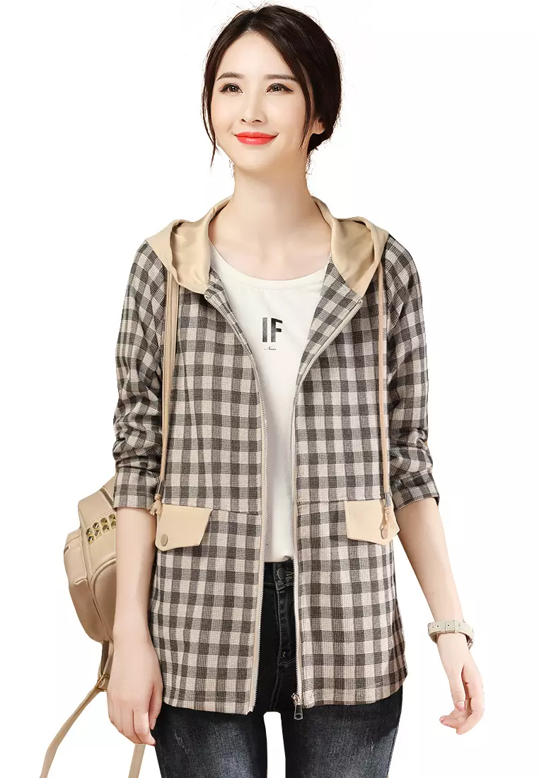 Girls sales checkered hoodie