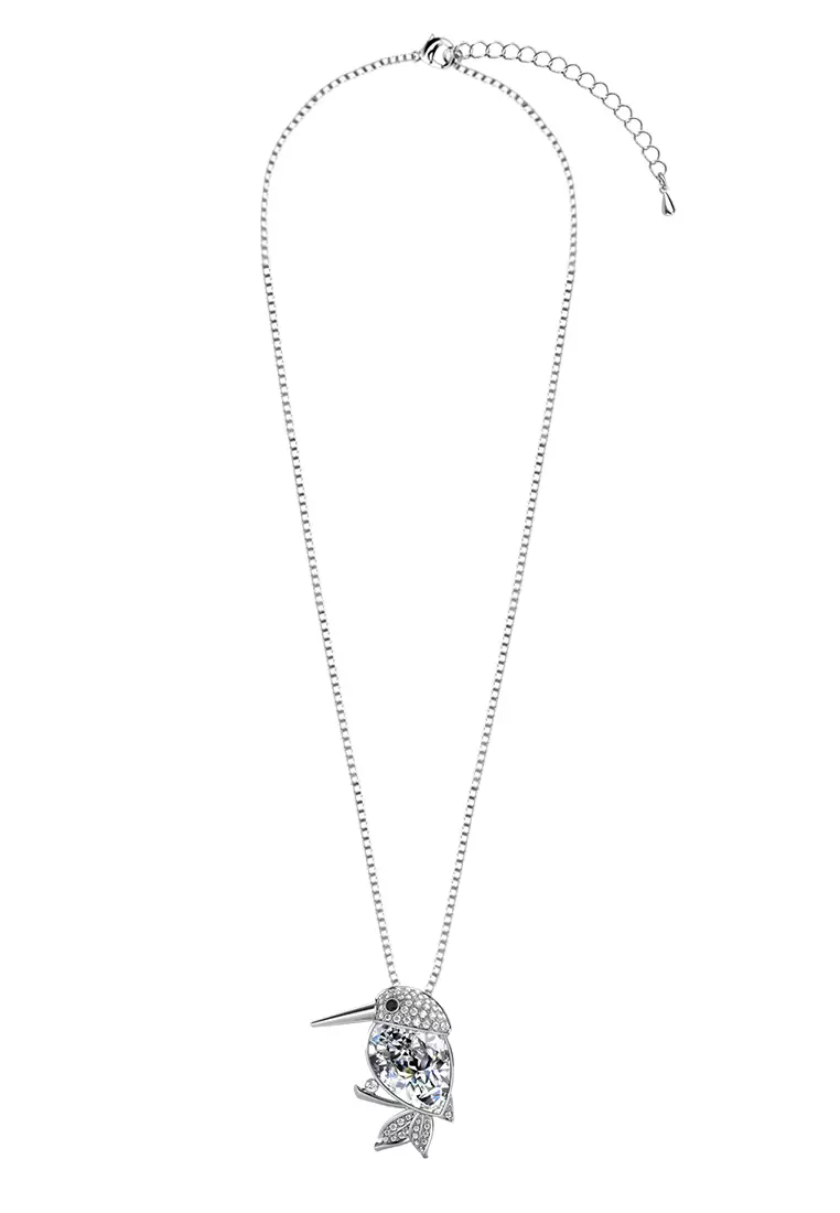 2 ways Pendant & Brooch Bird Feathered Friend WG - Kalung & Bros Crystal Premium Luvea Collection