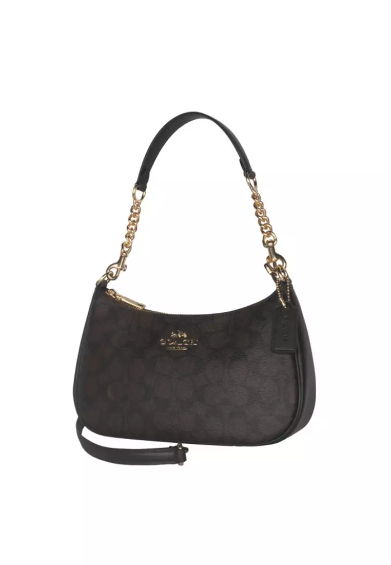 Women's Walnut-Black Shoulder Crossbody Handbag