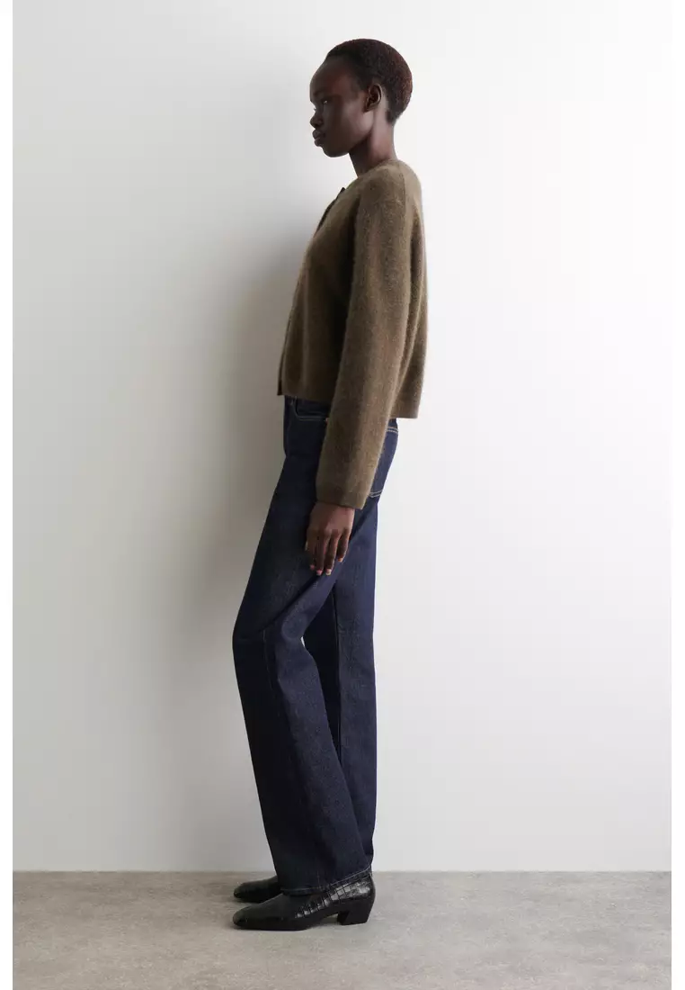 BRUSHED-CASHMERE CREW-NECK CARDIGAN