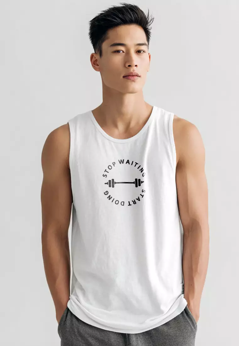 MTW74 Kaos Kutung Tank Top Instacool "start doing" putih