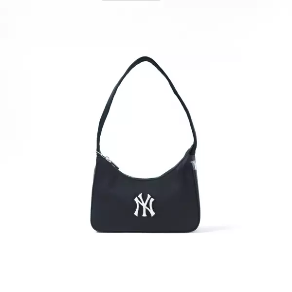 Tas MLB NY EMBROIDERY WHITE BLACK NYLON HOBO BAG 100% ORIGINAL