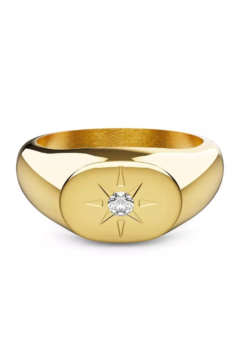 Celestial Brilliance Ring with Cubic Zirconia in Gold Layered
