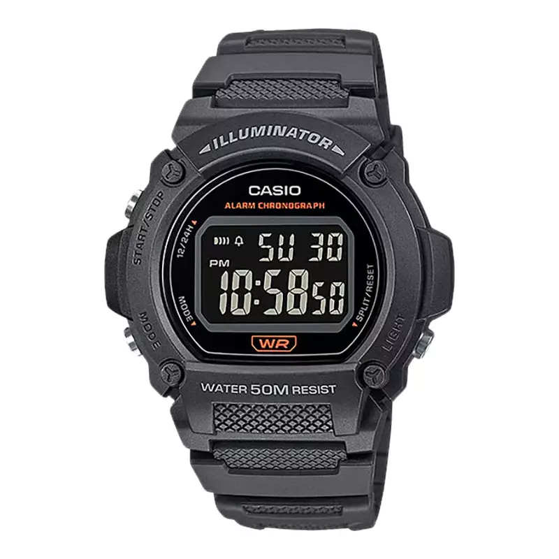 Jam Tangan Pria Digital Casio Standard W-219H-8BVDF W219 W-219H Black Dial Grey Resin Band