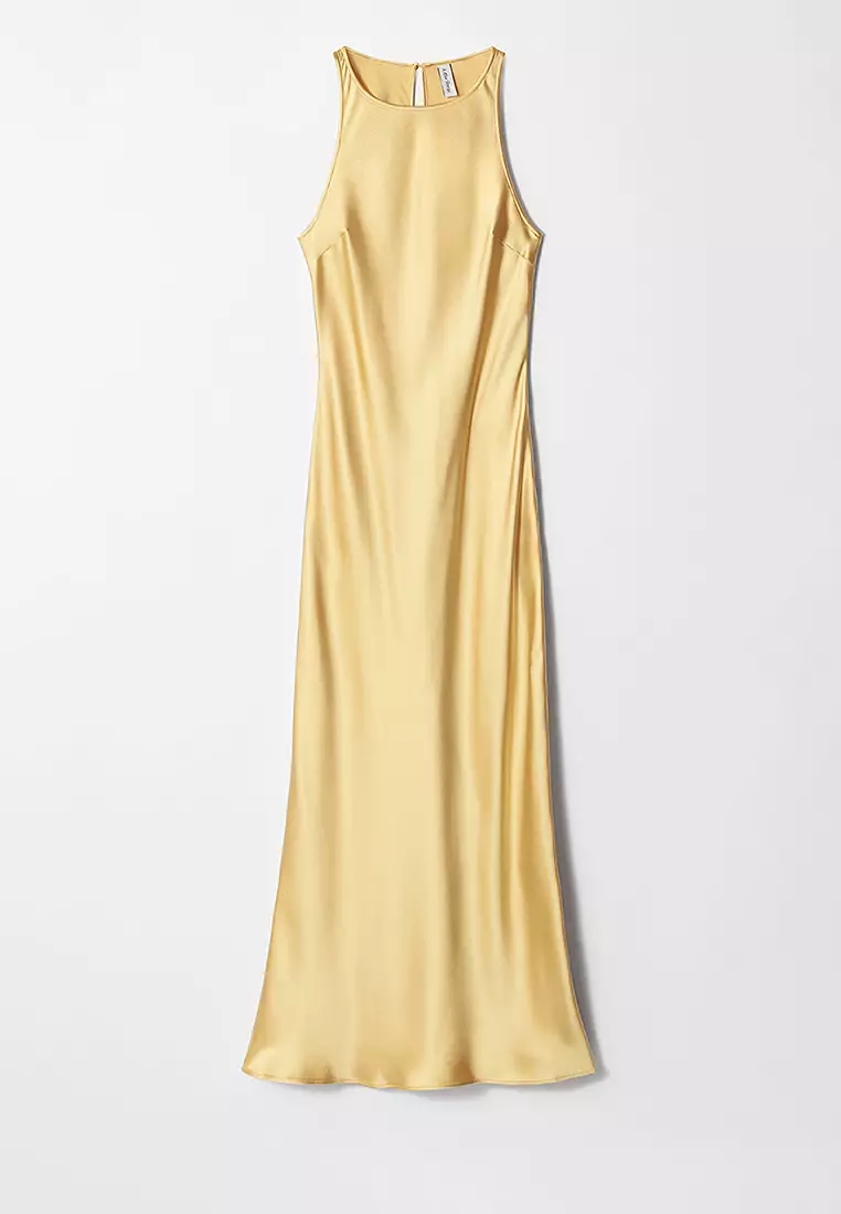 Sleeveless Satin Midi Dress