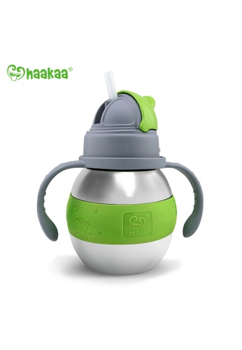 Haakaa 280ml Wide Neck Stainless Steel Thermal Baby Straw Bottle - Green AFE9EESE072B13GS_1