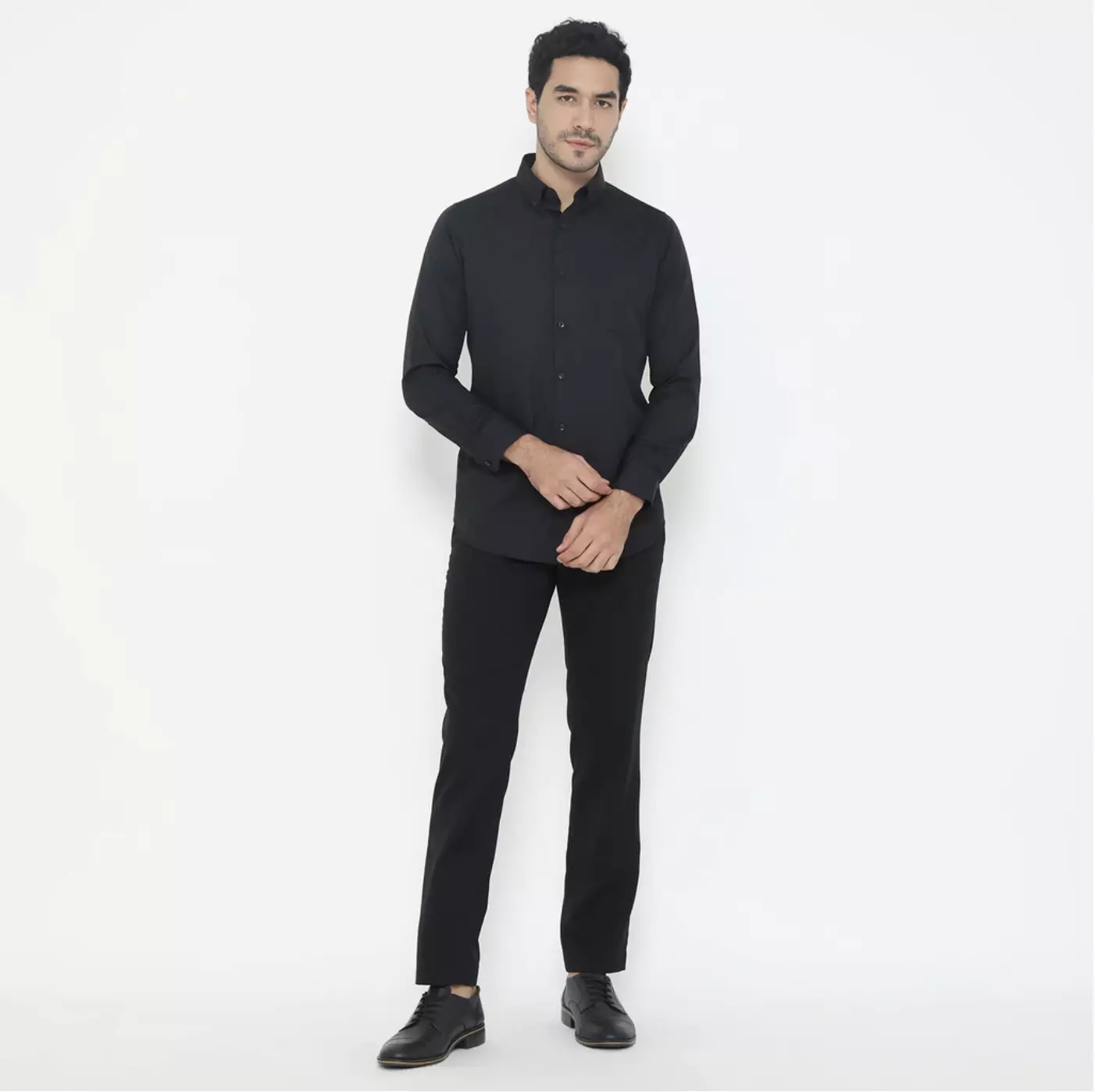 Jobb Lumina Kemeja Pria Lengan Panjang Slim Fit Hitam Colour Black Out