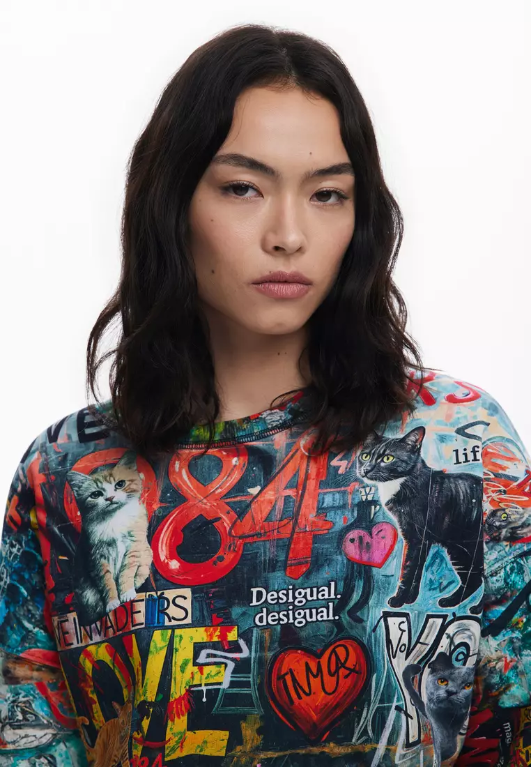 Desigual/刺繍ハンドバッグ/ブラック デシグアル Desigual 刺繍 黒クロスボディバッグ （グレー