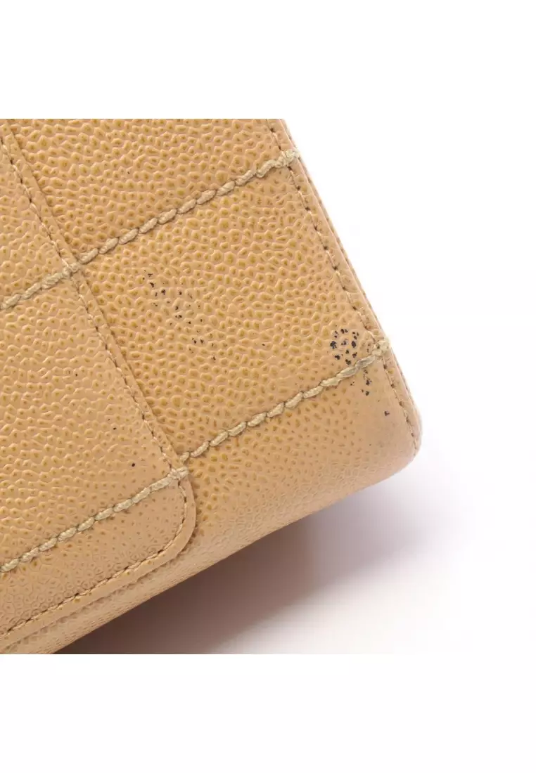Pre-Loved Chanel chocolate bar chain shoulder bag chain tote bag Caviar skin beige gold hardware