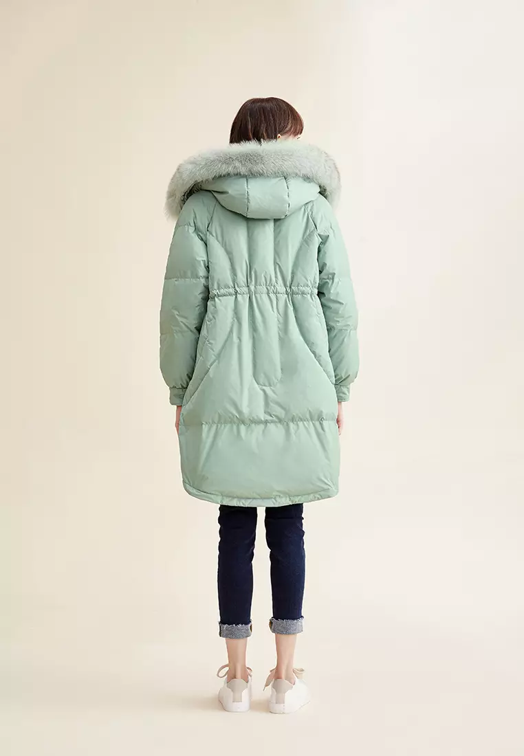 Down coat discount with fur collar