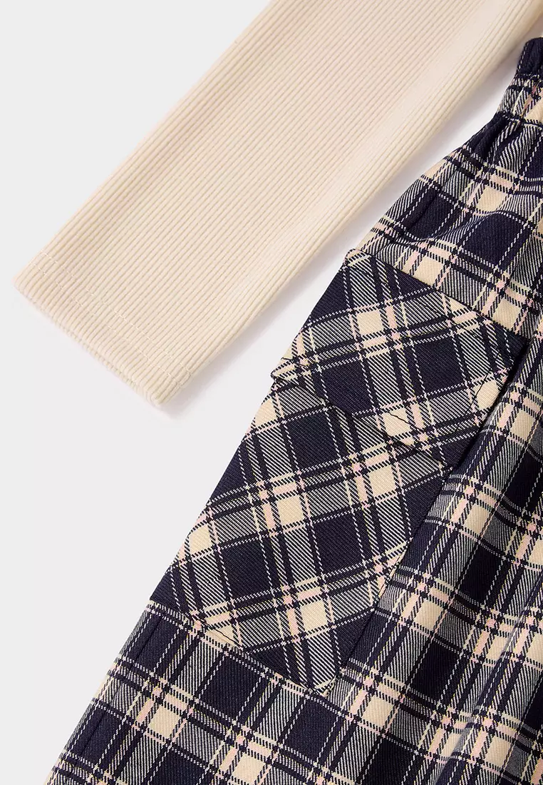 Mellie 2-in-1 Dress with Check Skirt and Knit Top