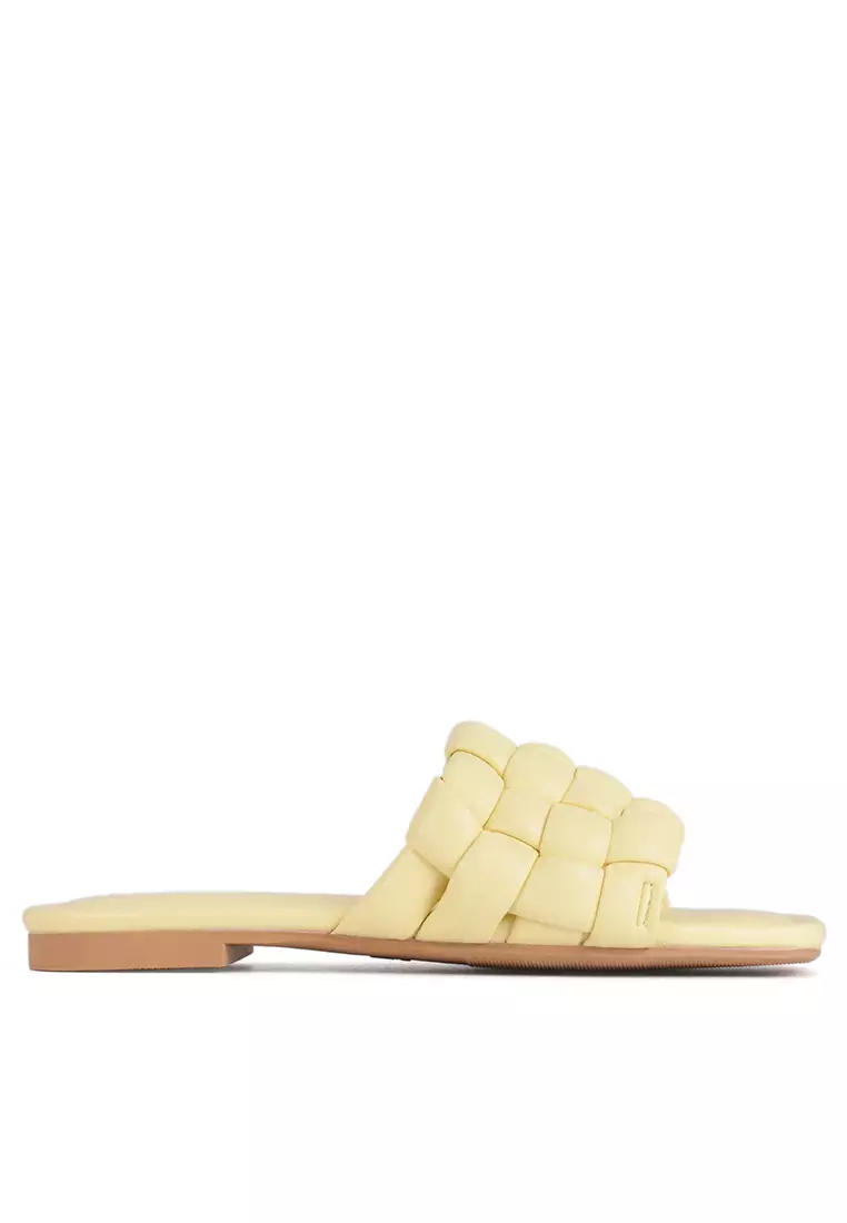 Gold leather slippers store