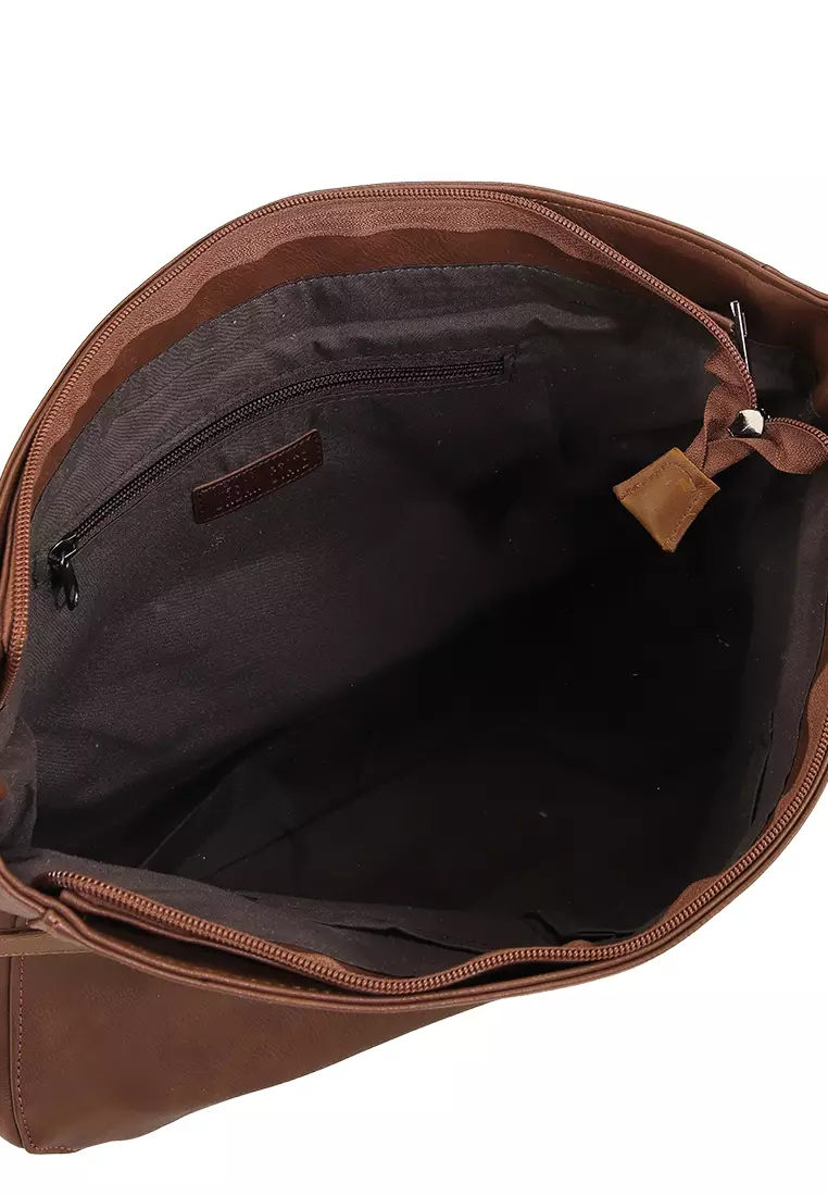 Distressed Leather Relay Crossbody Clutch