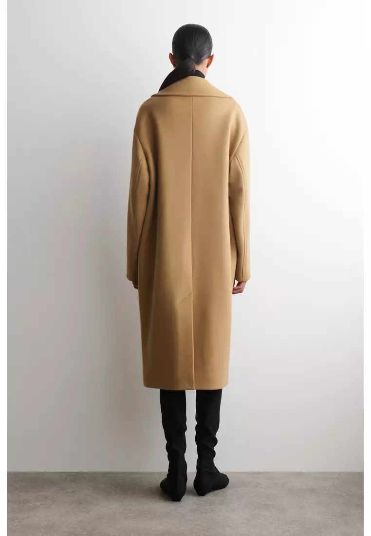 OVERSIZED DOUBLE-BREASTED WOOL LONG COAT