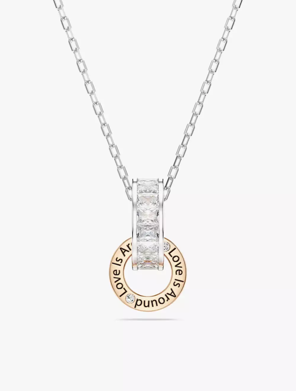 Connexus Pendant, Mixed Cuts, 'Love Is Around', White, Mixed Metal Finish