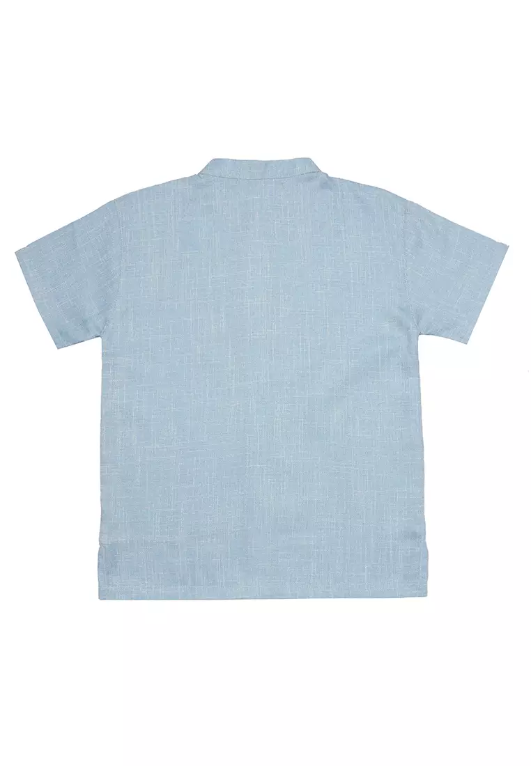 Baju Koko Anak Laki Bordir Angle Blue Setelan - NOBLE